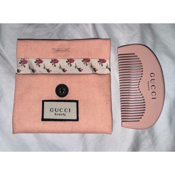 SET - GUCCI Beauty Pink Comb & Floral Pouch Set Rare Gift GWP Limited Edition - Picture 2 of 6